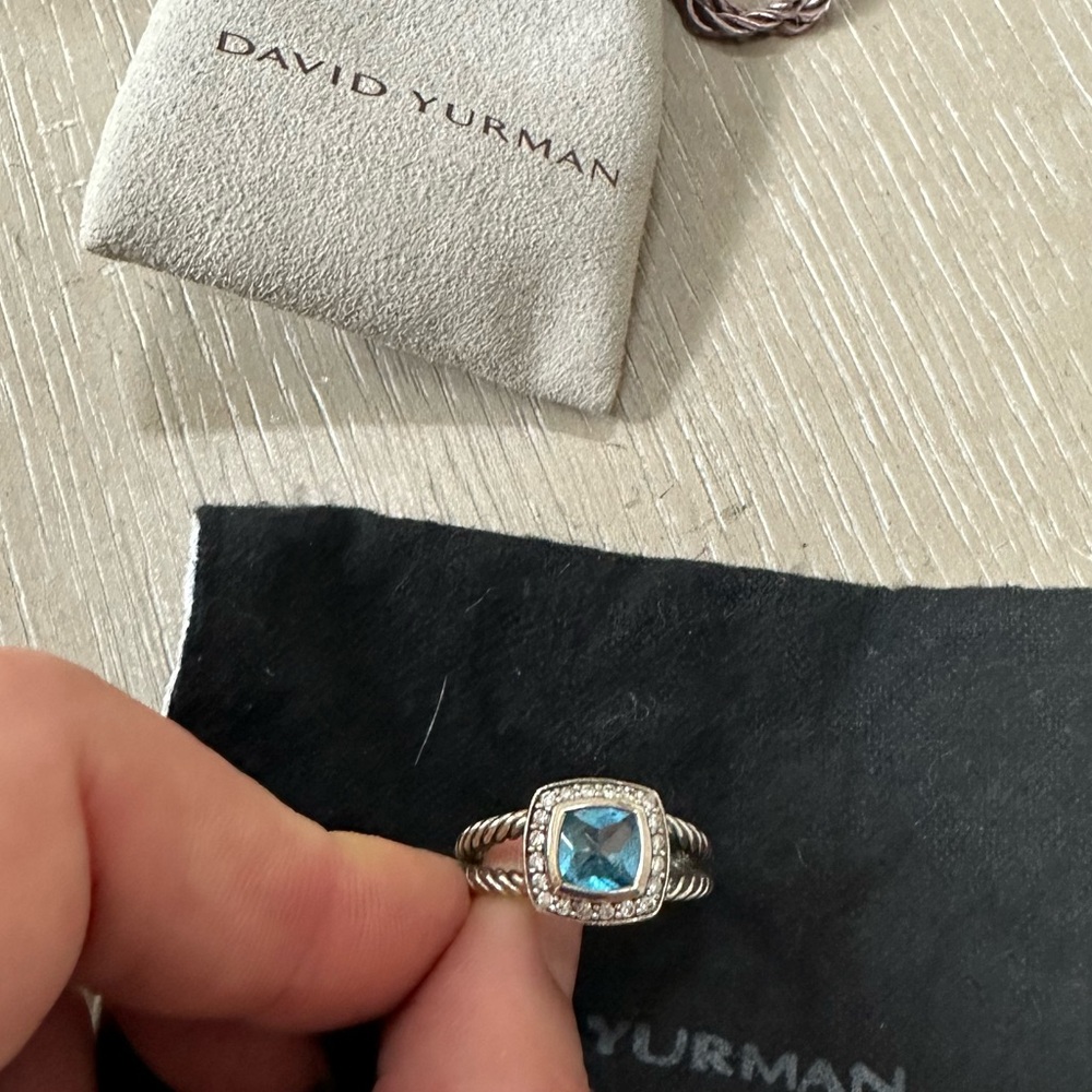 David Yurman Petite Albion 7mm Ring - Blue Topaz